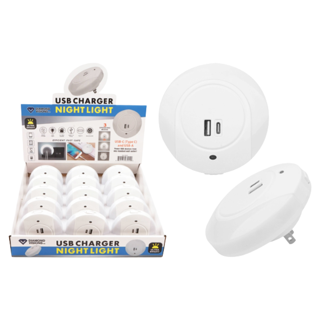 CHARGER WALL W/NIGHT LIGHT USB-C