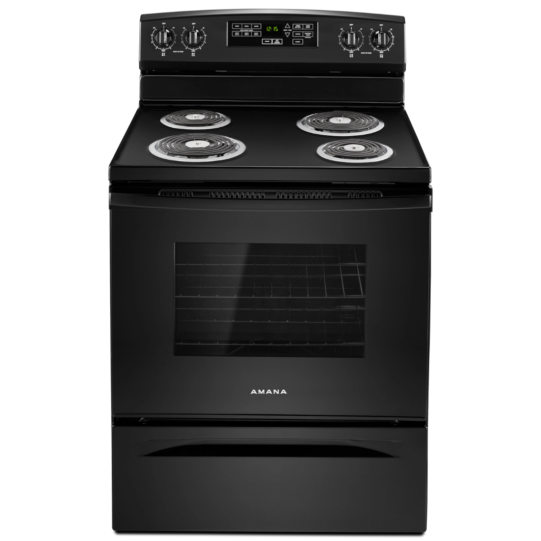 RANGE ELEC 30" BLK AMANA