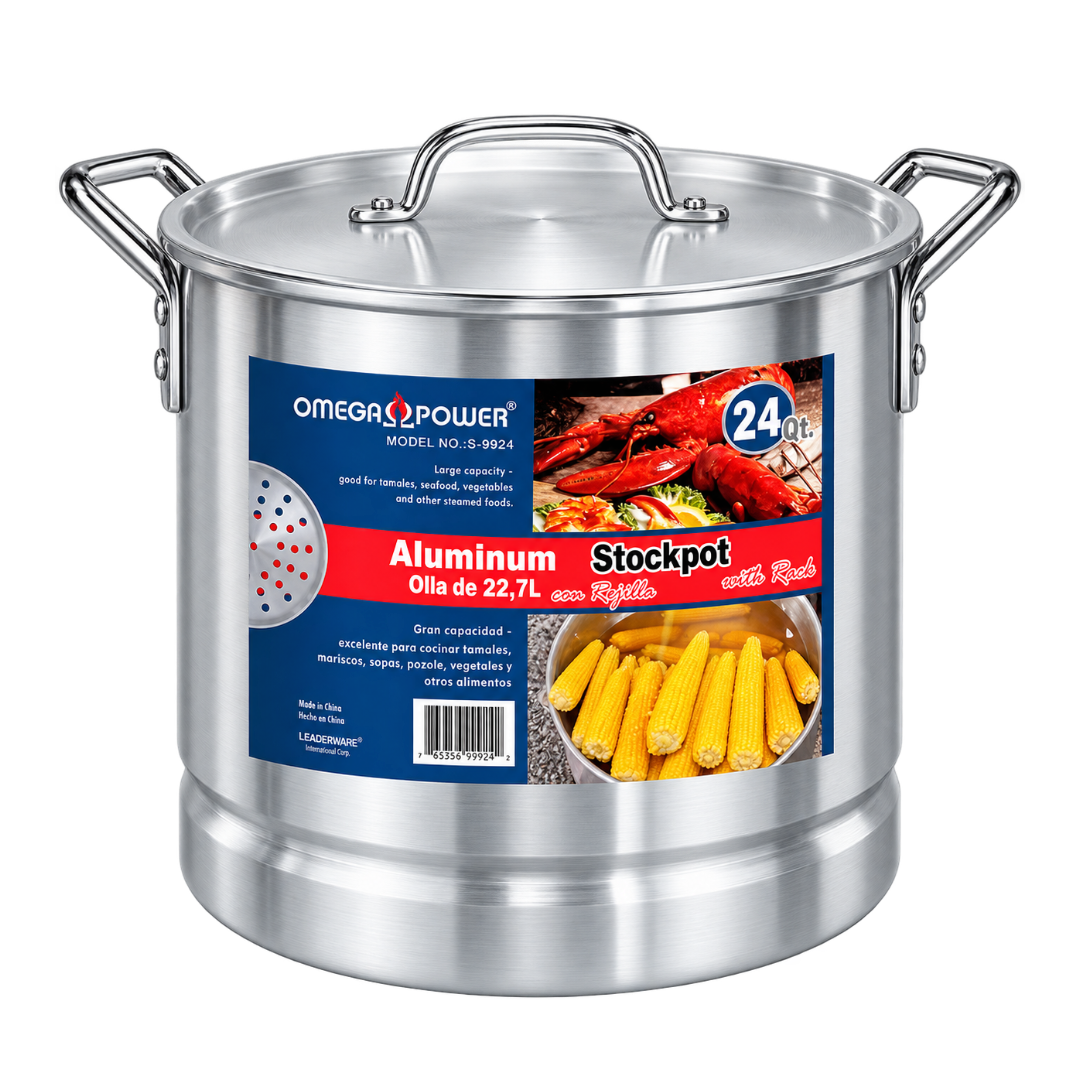 STOCKPOT 24QT ALUM W/STEAMER