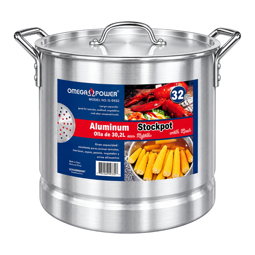 STOCKPOT 32QT ALUM W/STEAMER