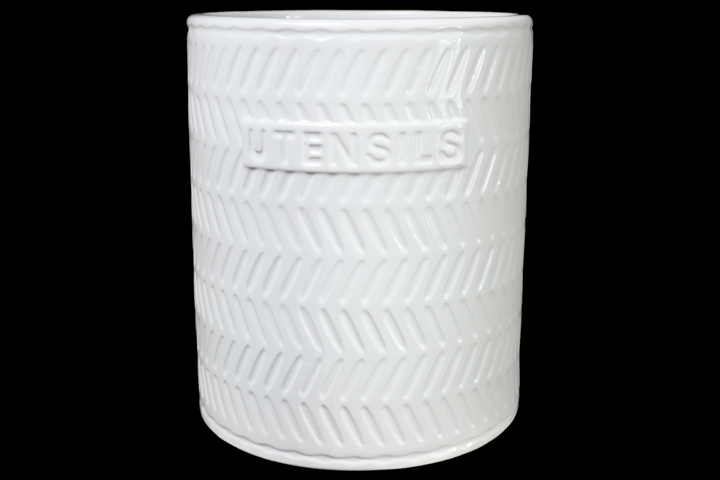 Ceramic Utensil Jar White