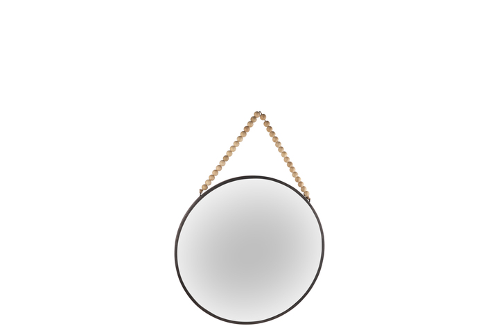 Metal Round Wall Mirror Black