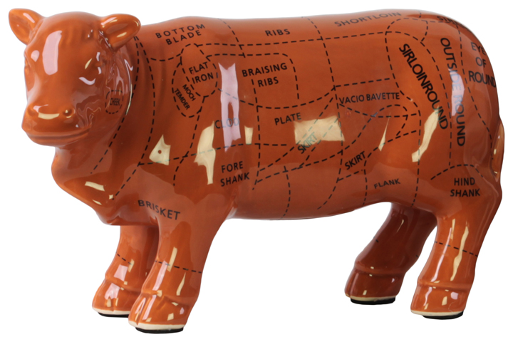 Ceramic Beef Cut Figurine Brown