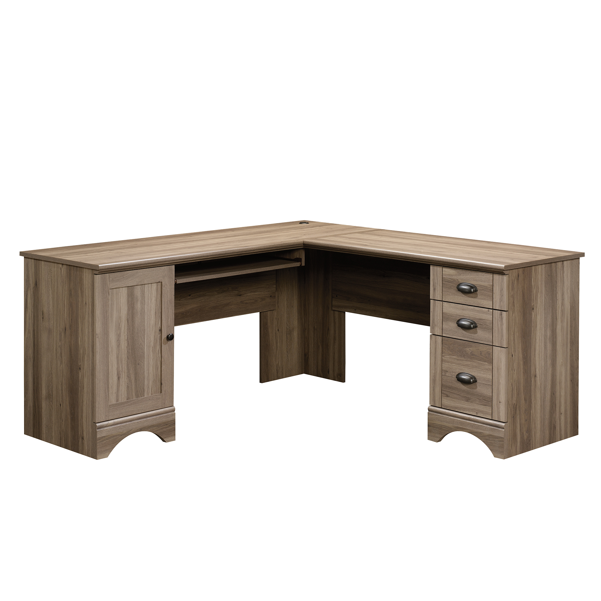 DESK L-SHAPED HARBOR SALT OAK