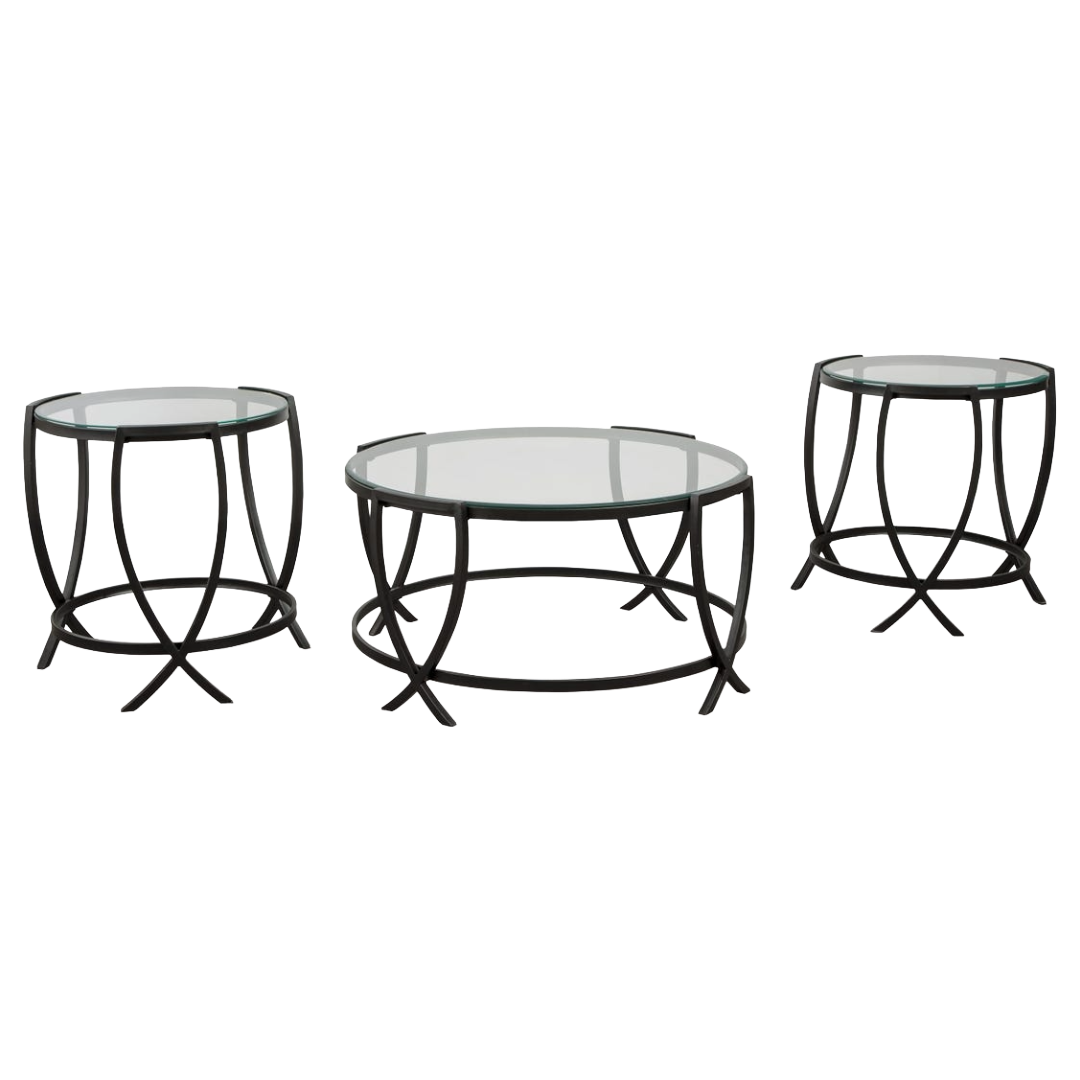 COFFEE TABLE 3PC TARRIN GLS BLK