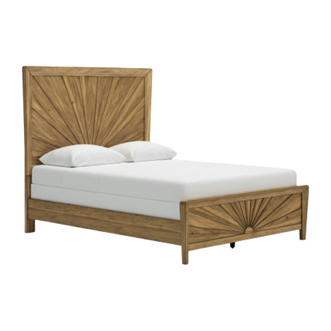 BED FRAME QUEEN TAKSTON L.BRN *P