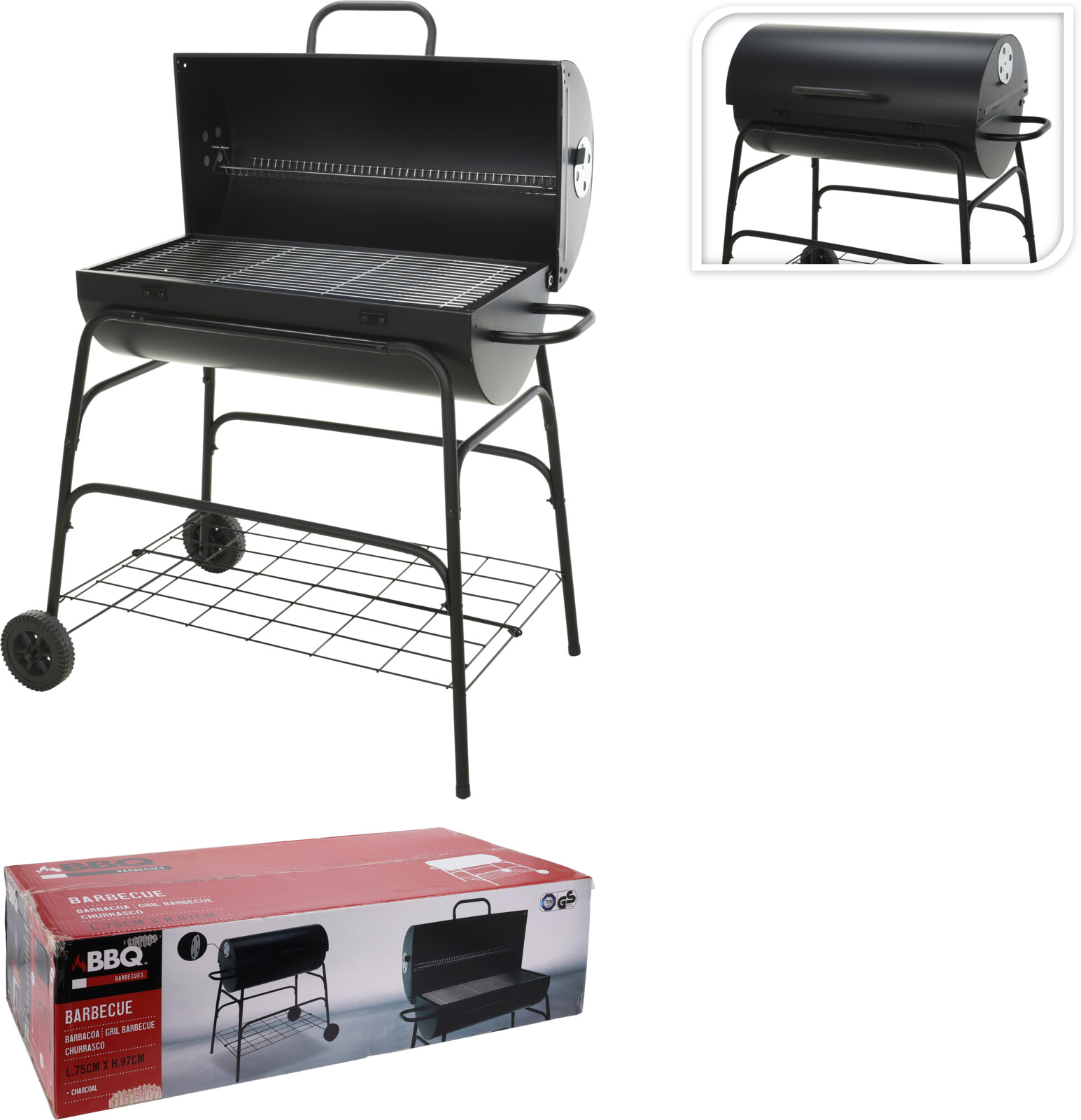 BBQ CYLINDER ON WHEELS GS-TUV