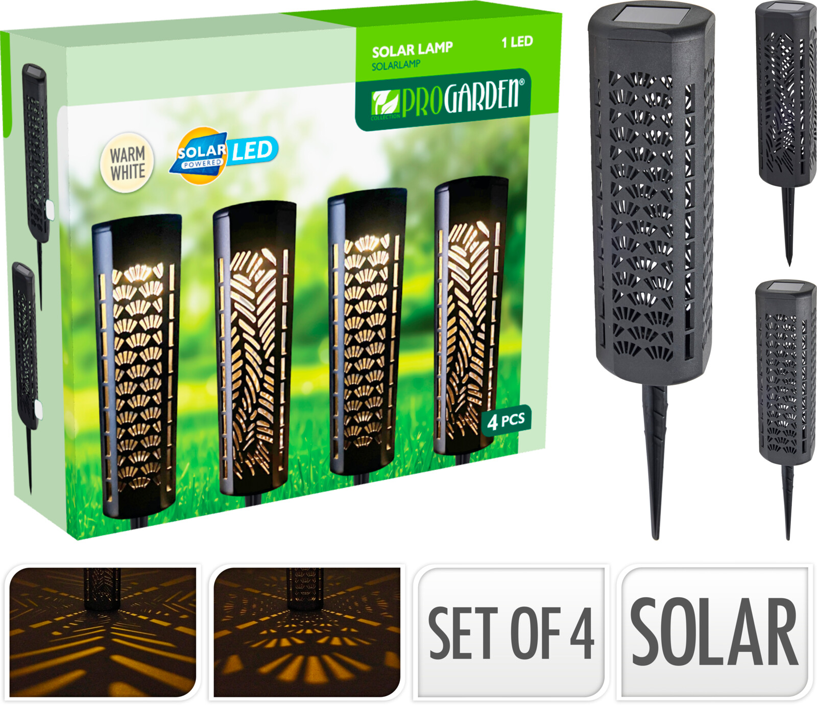 PATHWAY LIGHT SOLAR 4PC BLK