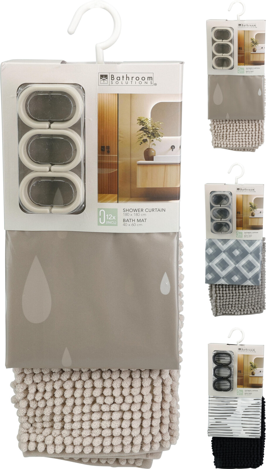 SHOWER CURTAIN AND BATH MAT