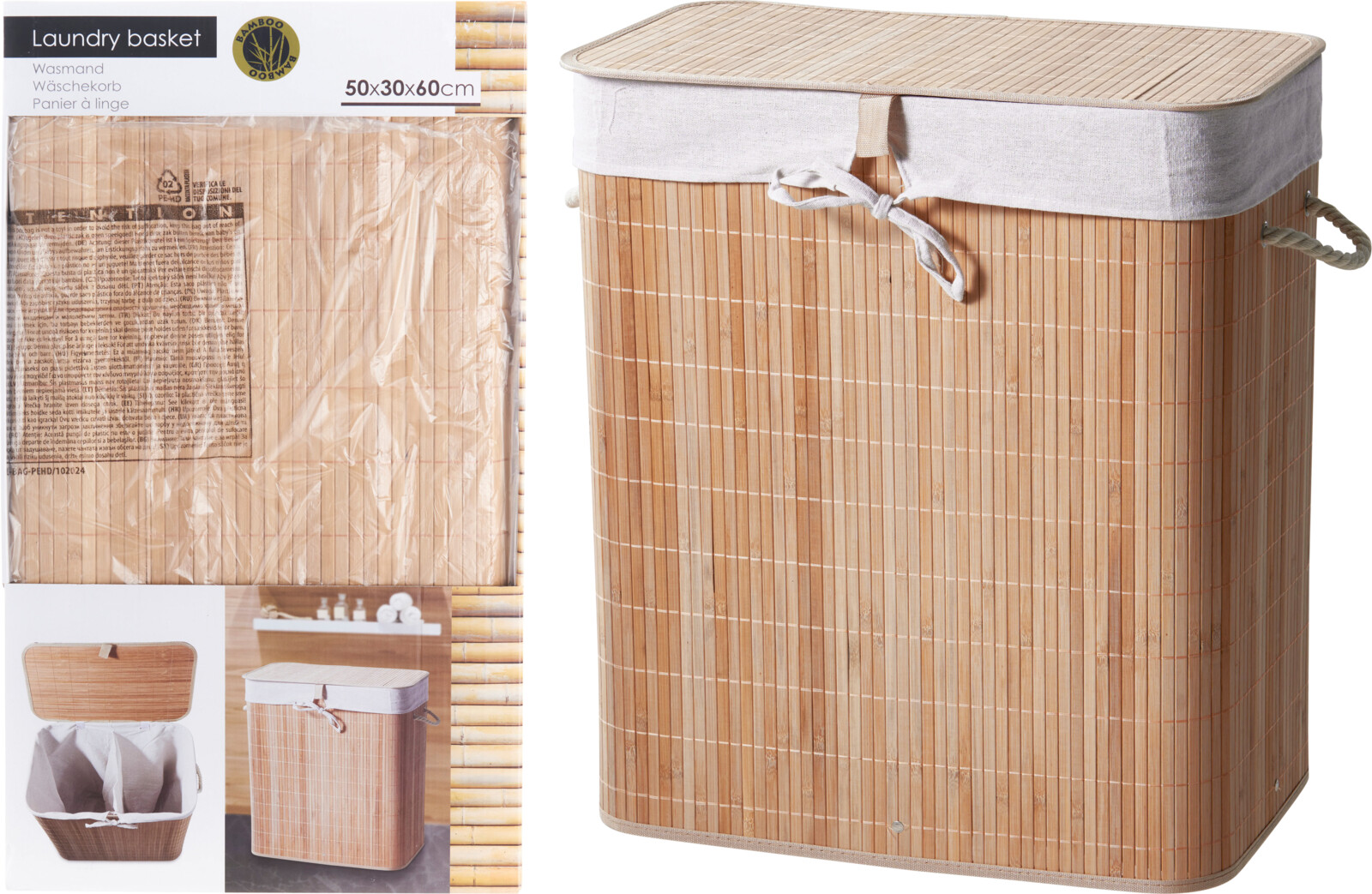 BASKET BAMBOO 50X30X60CM
