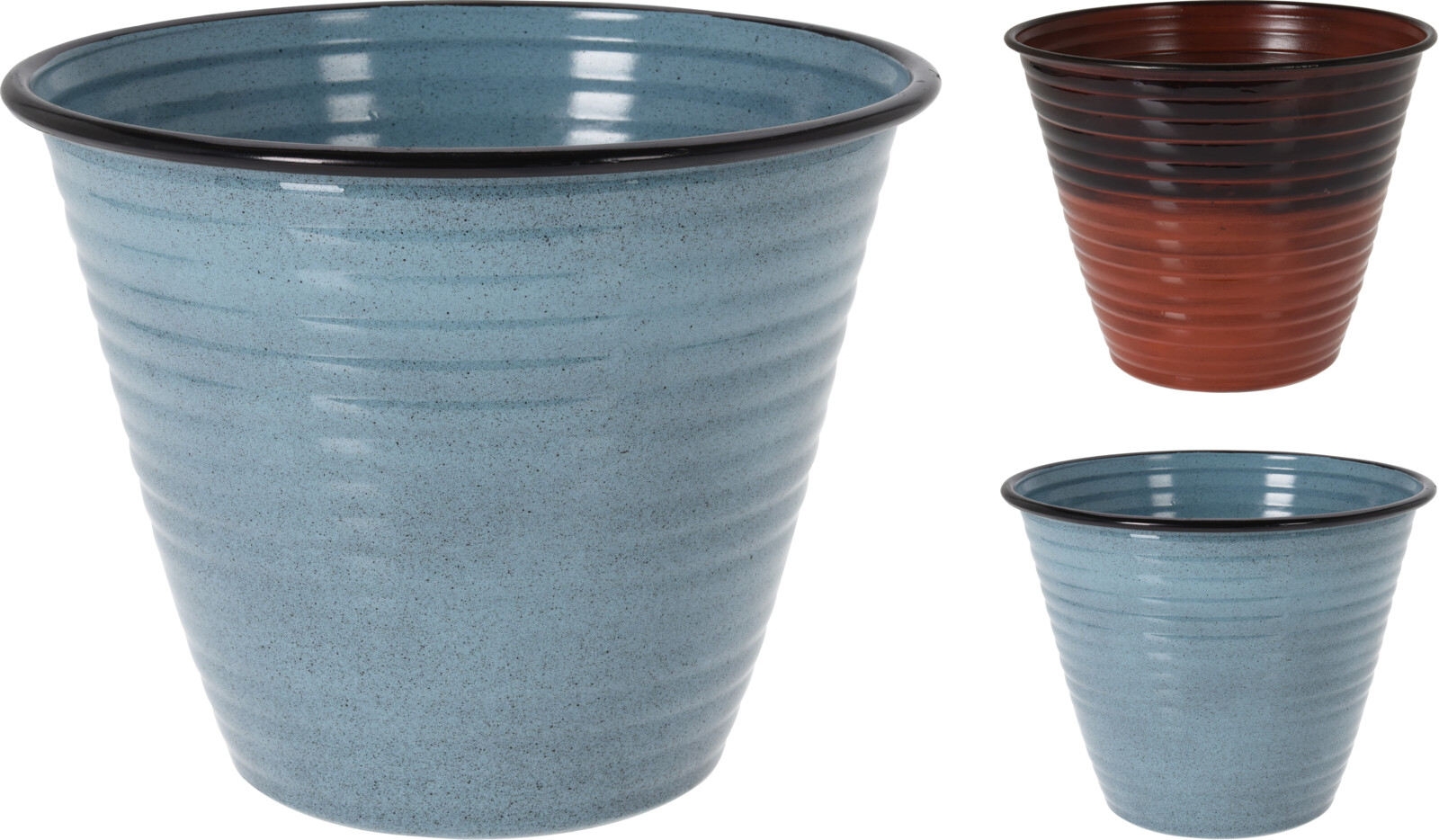 FLOWER POT METAL 2ASS CLR