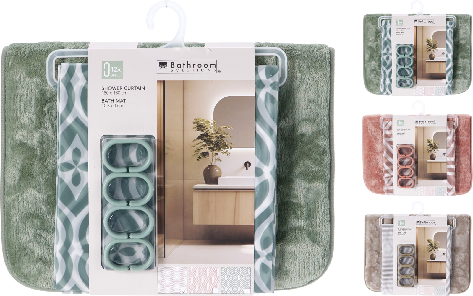 SHOWER CURTAIN AND BATH MAT