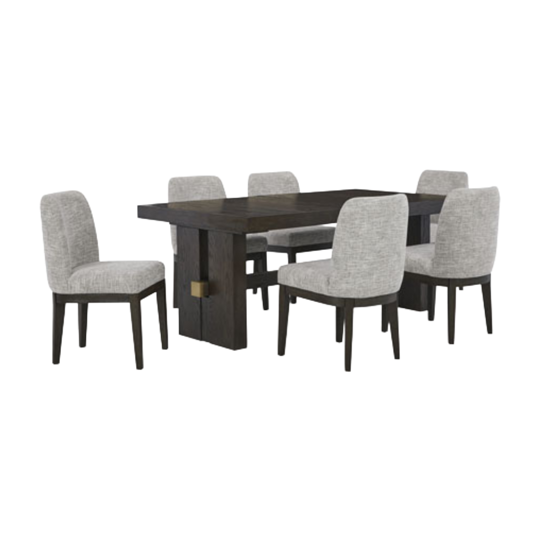 DINING SET W/6CHRS BRKHAUS BRN*P