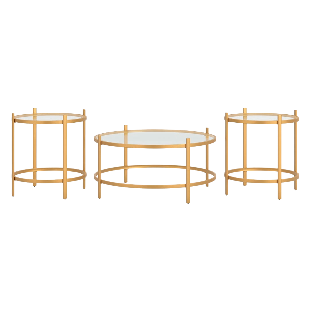 COFFEE TABLE 3PC PEARLOX GLS GLD
