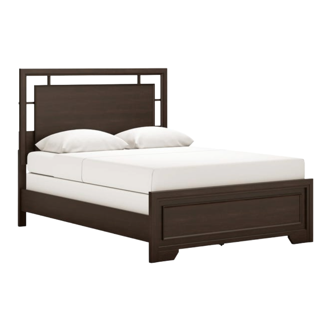 BED FRAME QUEEN COVETOWN DRK BRN