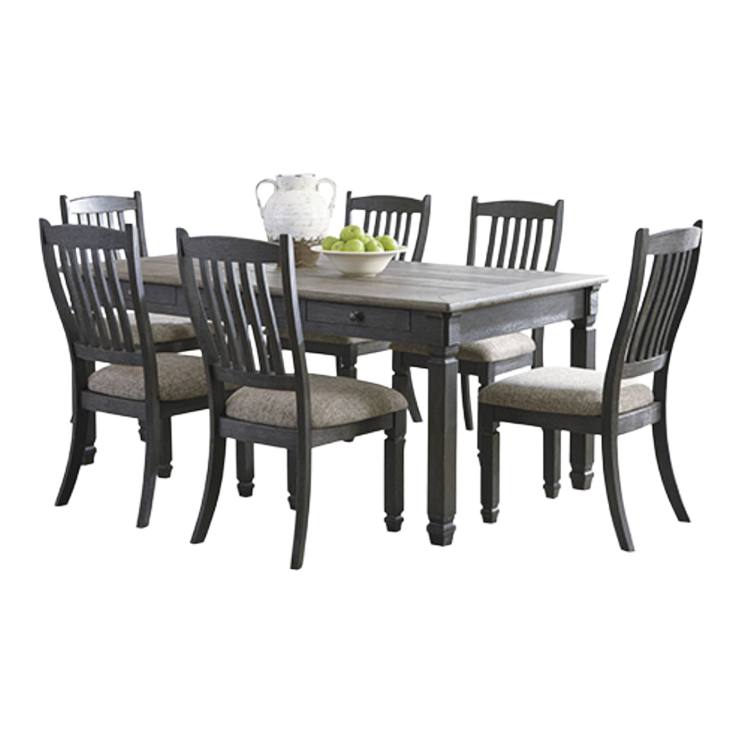 DINING SET W/6CHR TYLR CRK BK/GY