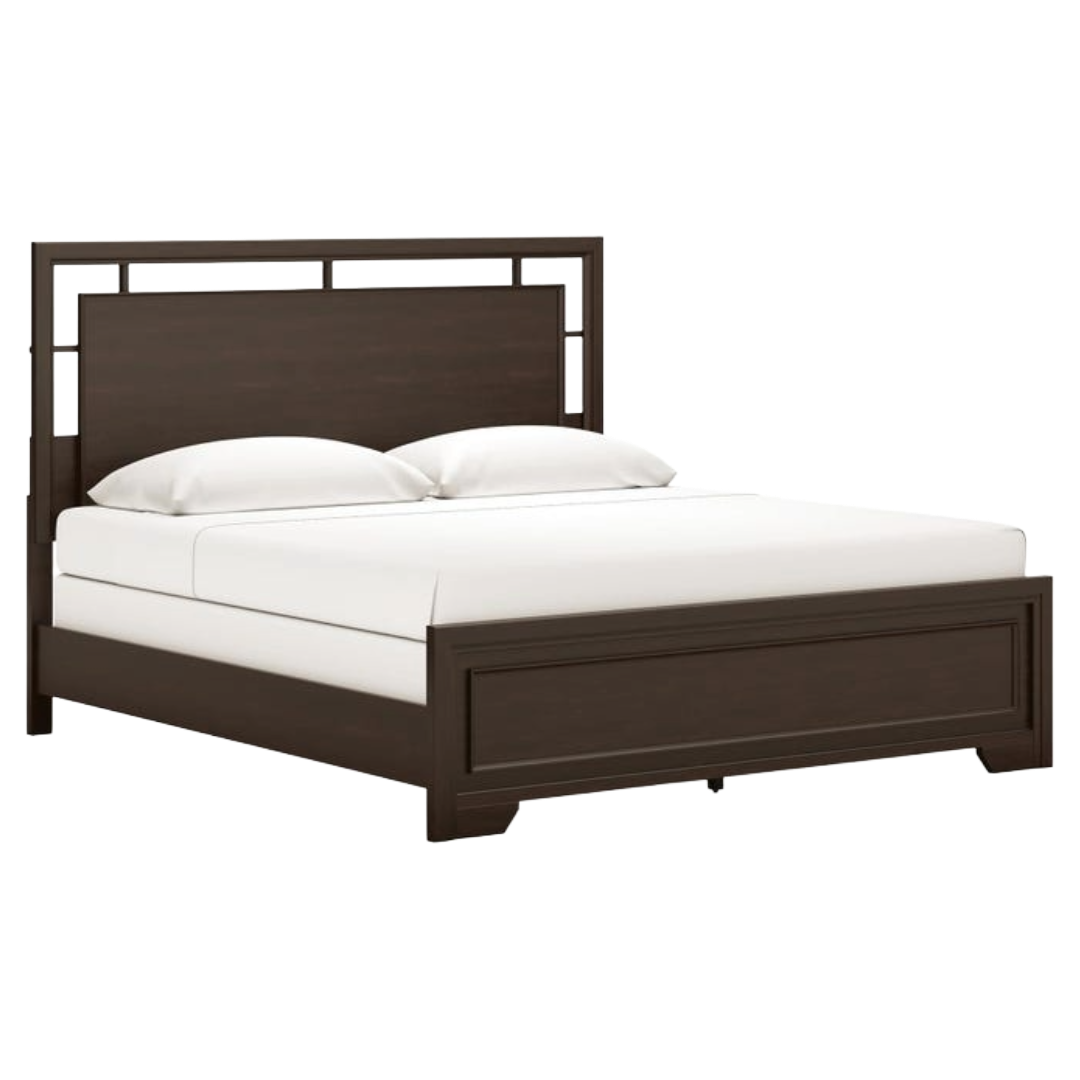 BED FRAME KING COVETOWN DRK BRN