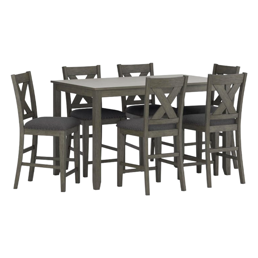 DINING SET W/6STLS CAITBROOK GRY