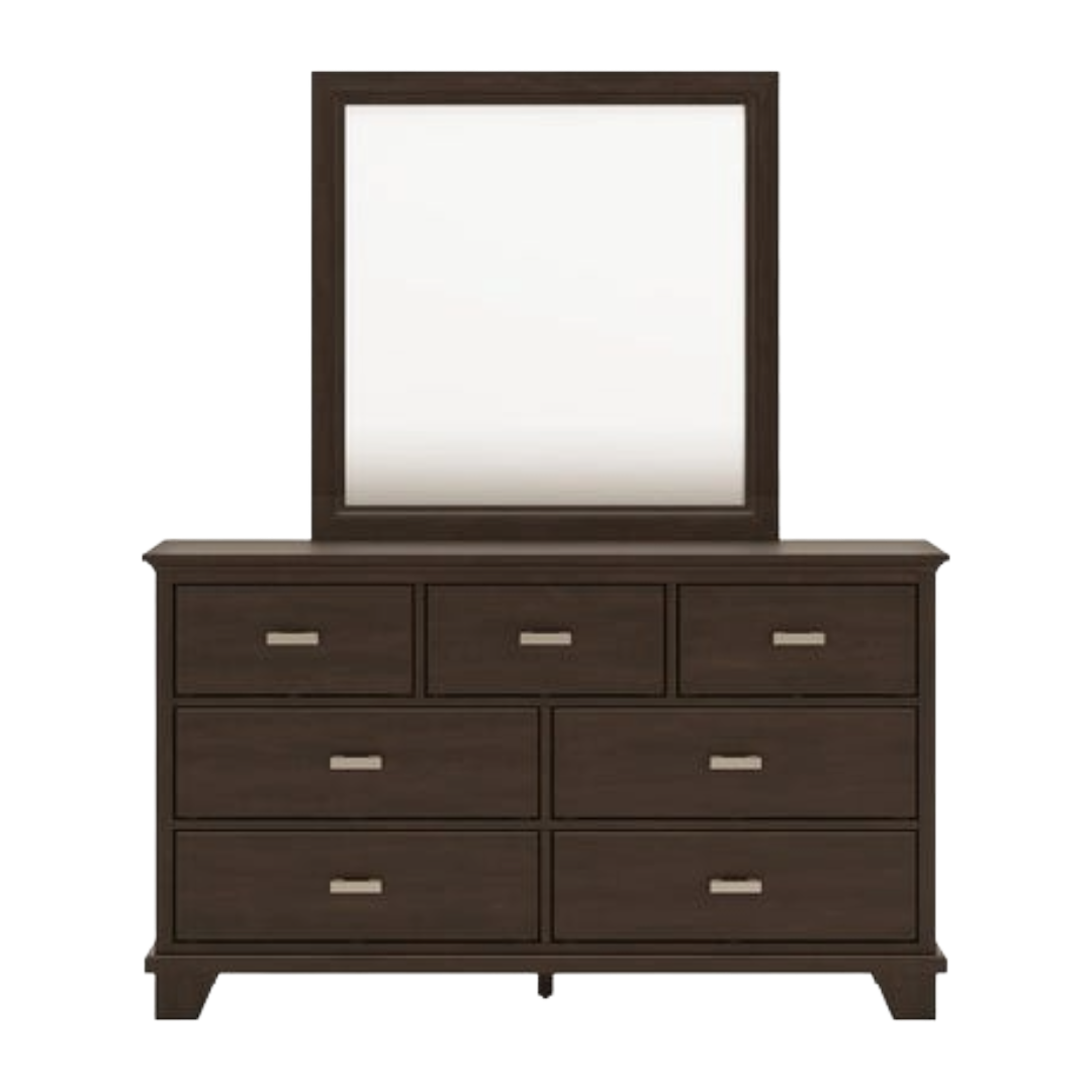 DRESSER W/MIRROR CVTWN D.BRN
