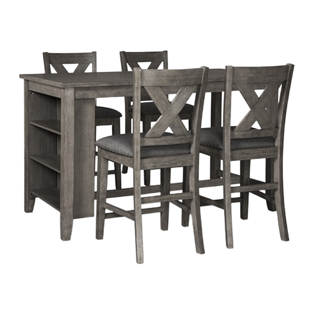 DINING SET W/4STLS CAITBRK GY*PS