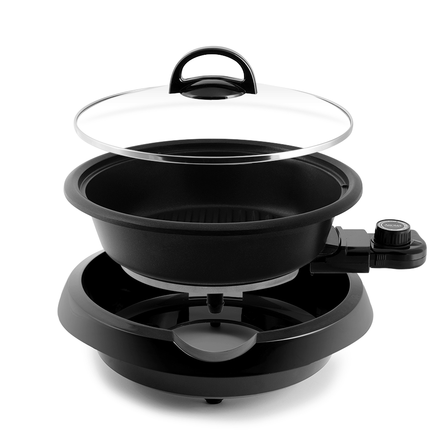 GRILLET HOTPOT 3QT GLASS LID BLK
