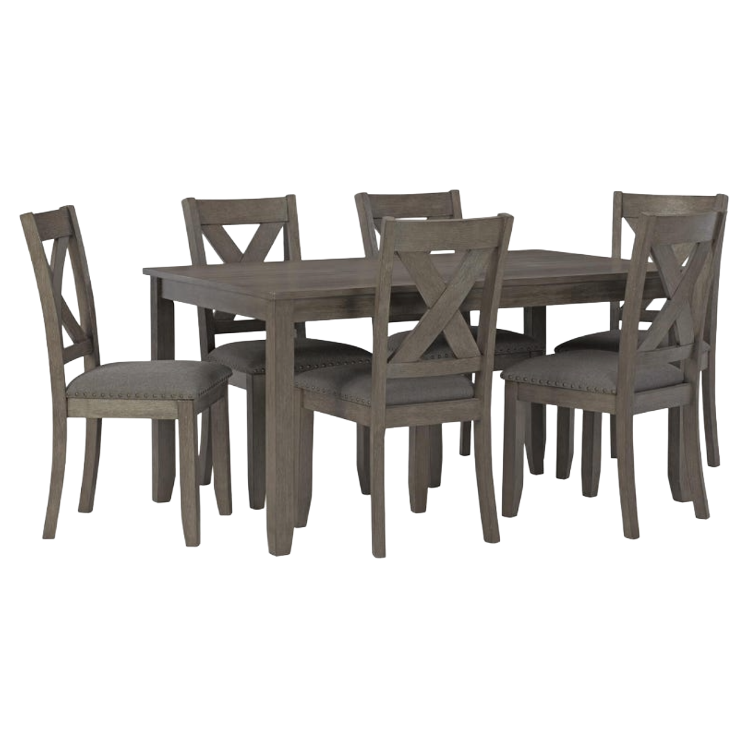 DINING SET W/6CHRS CAITBRK GRY*P