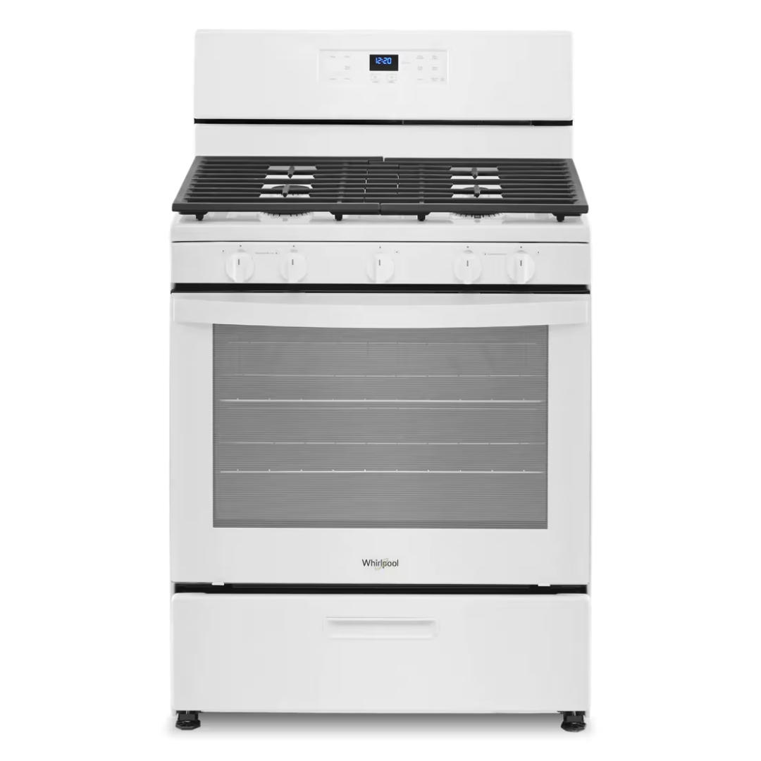 RANGE GAS 5.1CF 5 BURNER WHT WHP