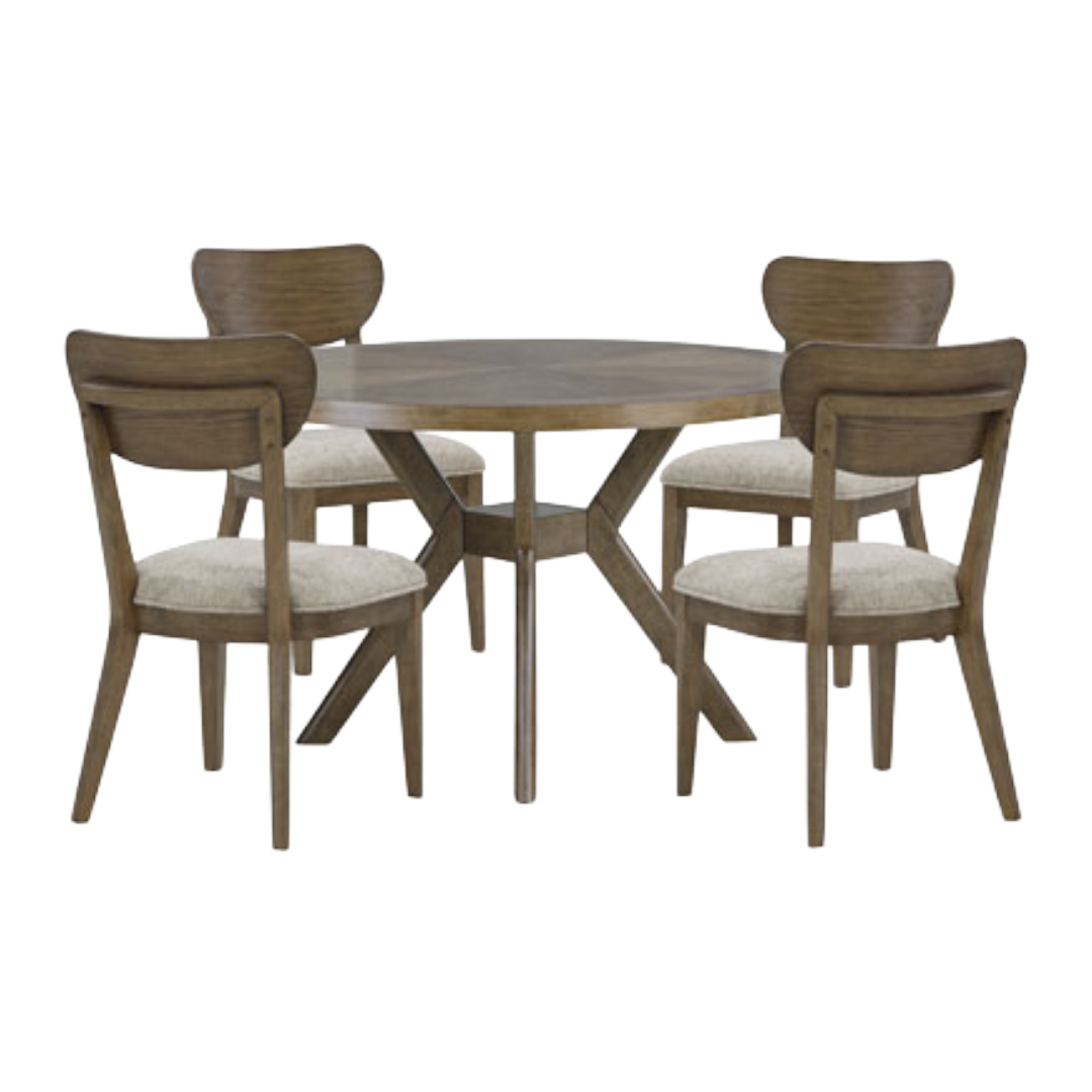 DINING SET W/4CHR RND ROANHW *HB