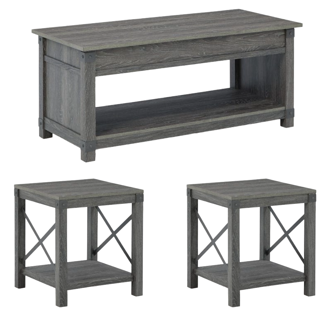 COFFEE TABLE 3PC FREEDAN  GY.BRN