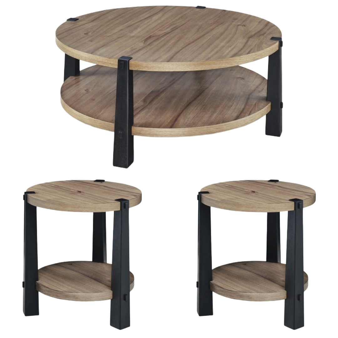 COFFEE TABLE 3PC RIDGESTER BR/BK