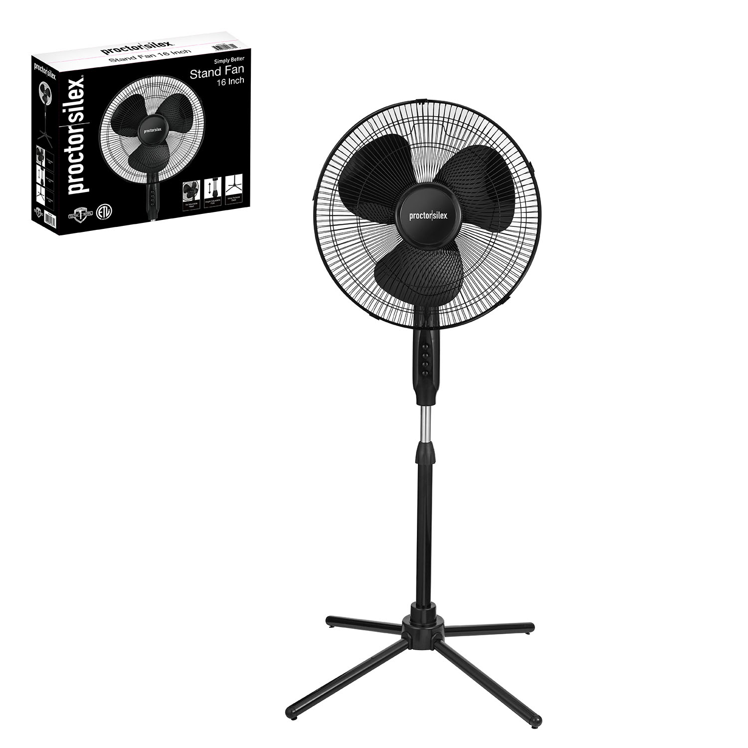 FAN OSCIL 16" STAND PS BLACK