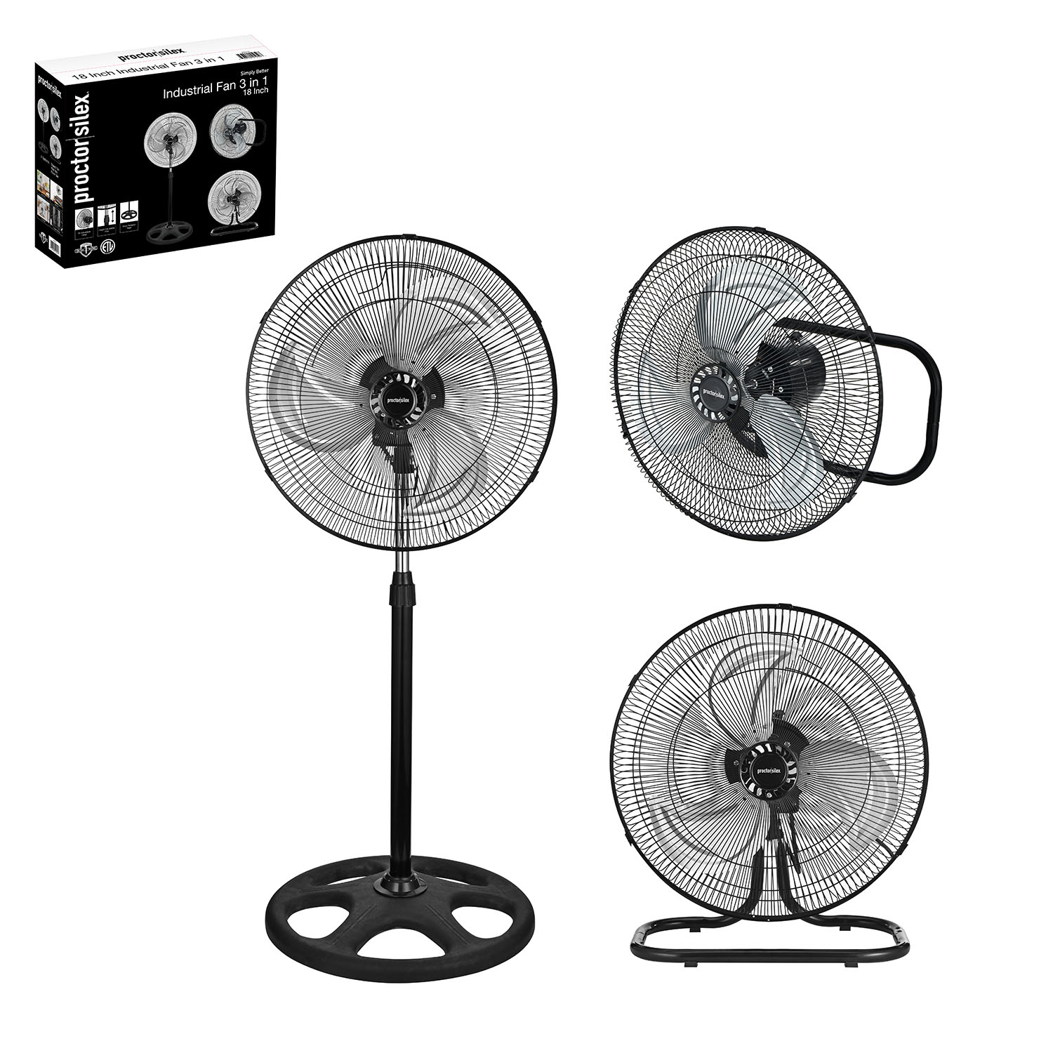 FAN INDUSTRIAL 18" 3IN1 PS BLACK