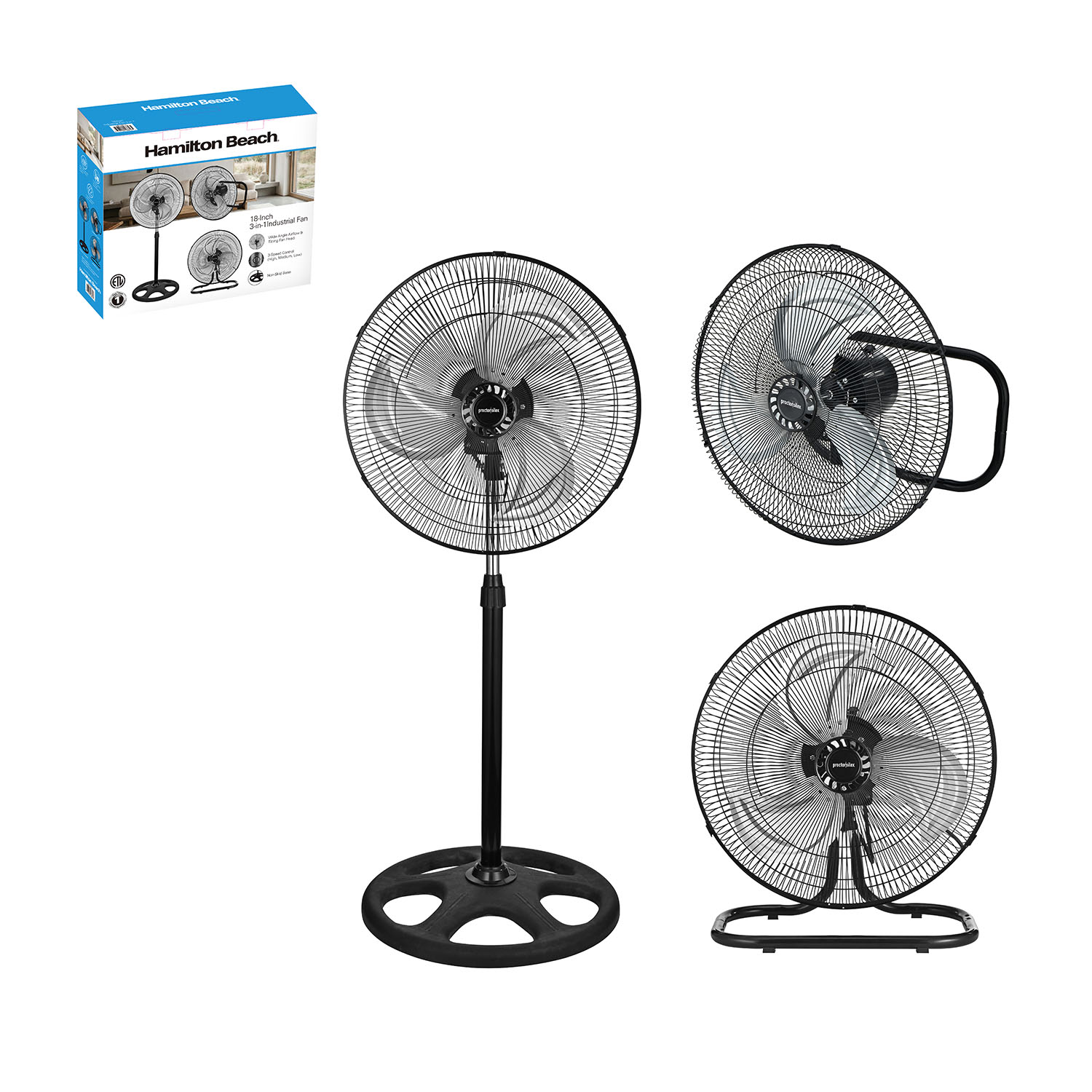 FAN INDUSTRIAL 18" 3IN1 HB BLACK