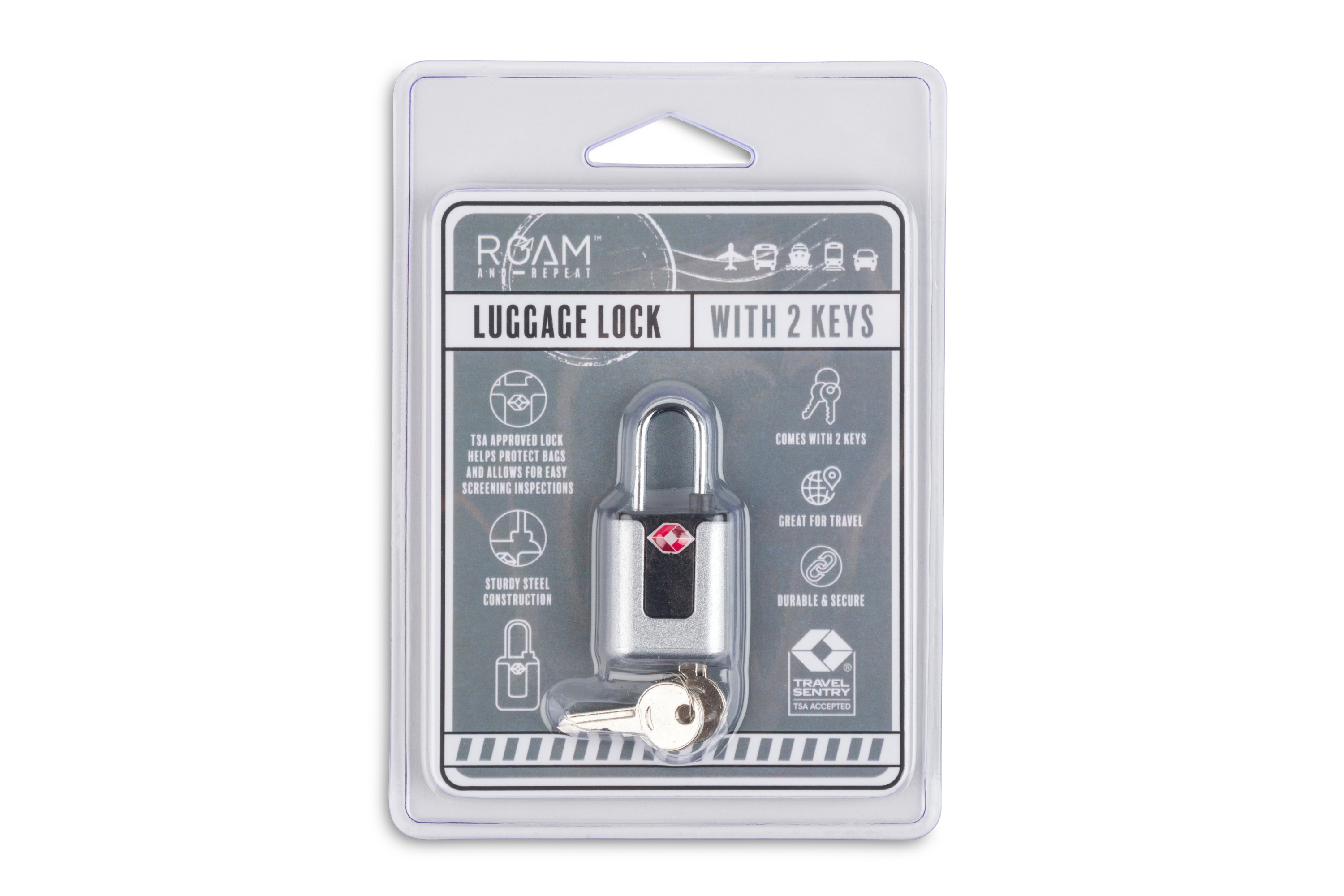 LUGGAGE LOCK W/2 KEYS SILVER