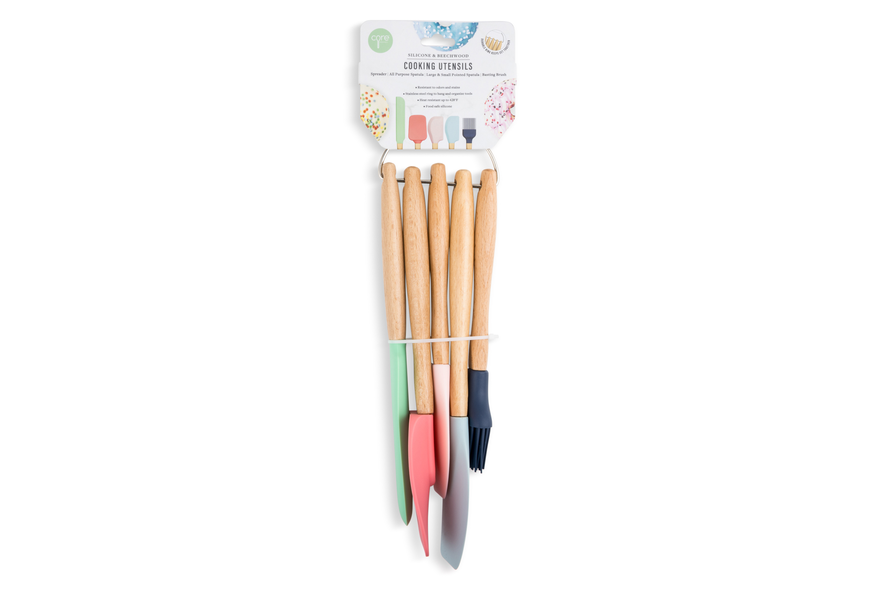 BAKING UTENSIL 5PC BEECHWD/SILIC
