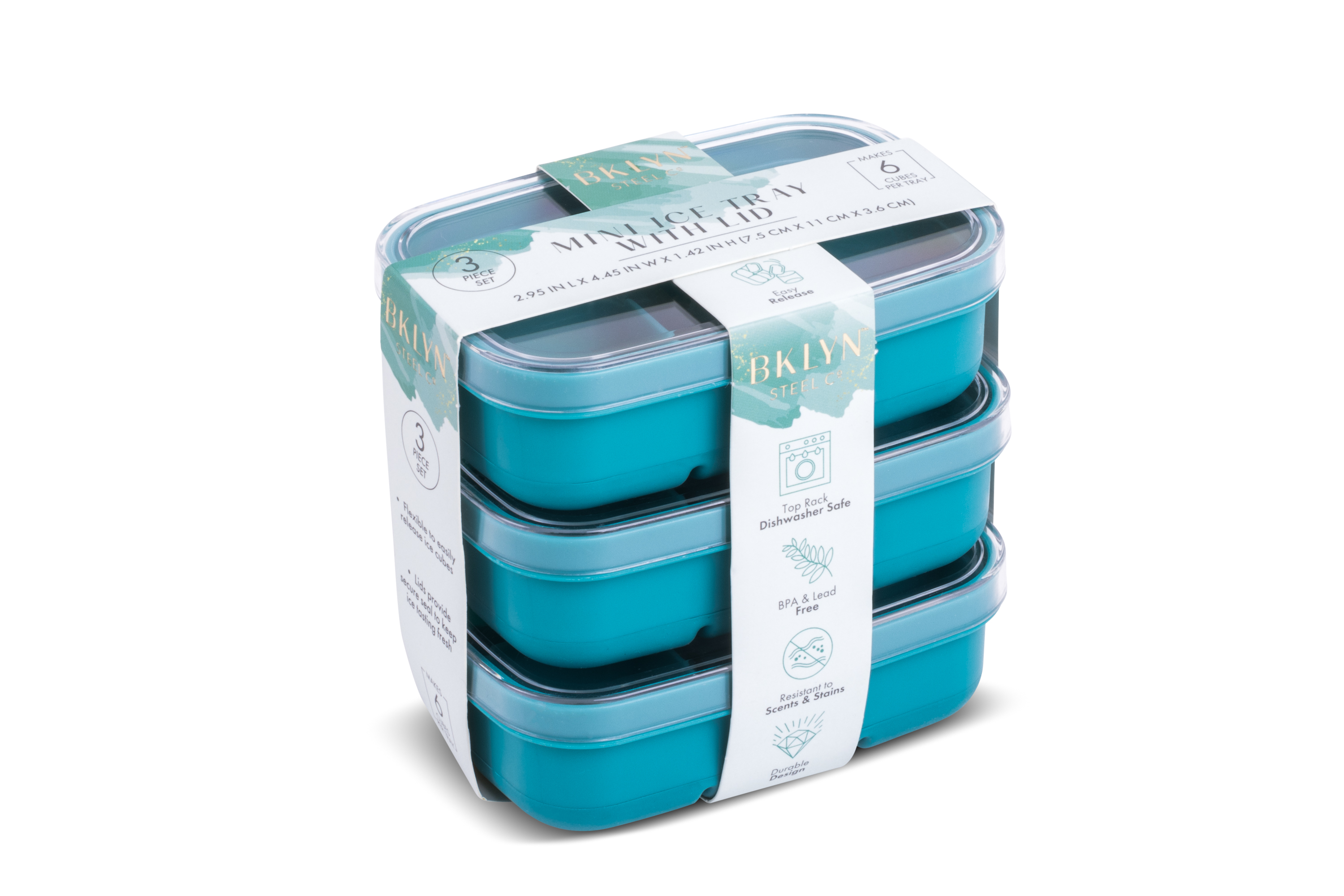 ICE TRAY W/ LID 6PC EGYPTIAN BLU