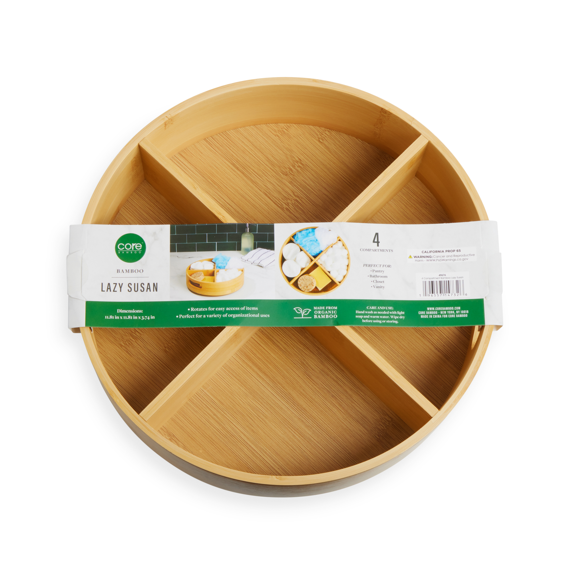 LAZY SUSAN 4SECTION RND BAMBOO