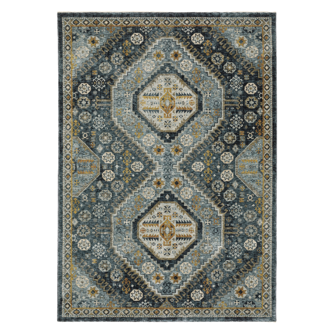 Aberdeen 7150B Blue/ Gold Indoor Area Rug - 7'10" x 10'10"