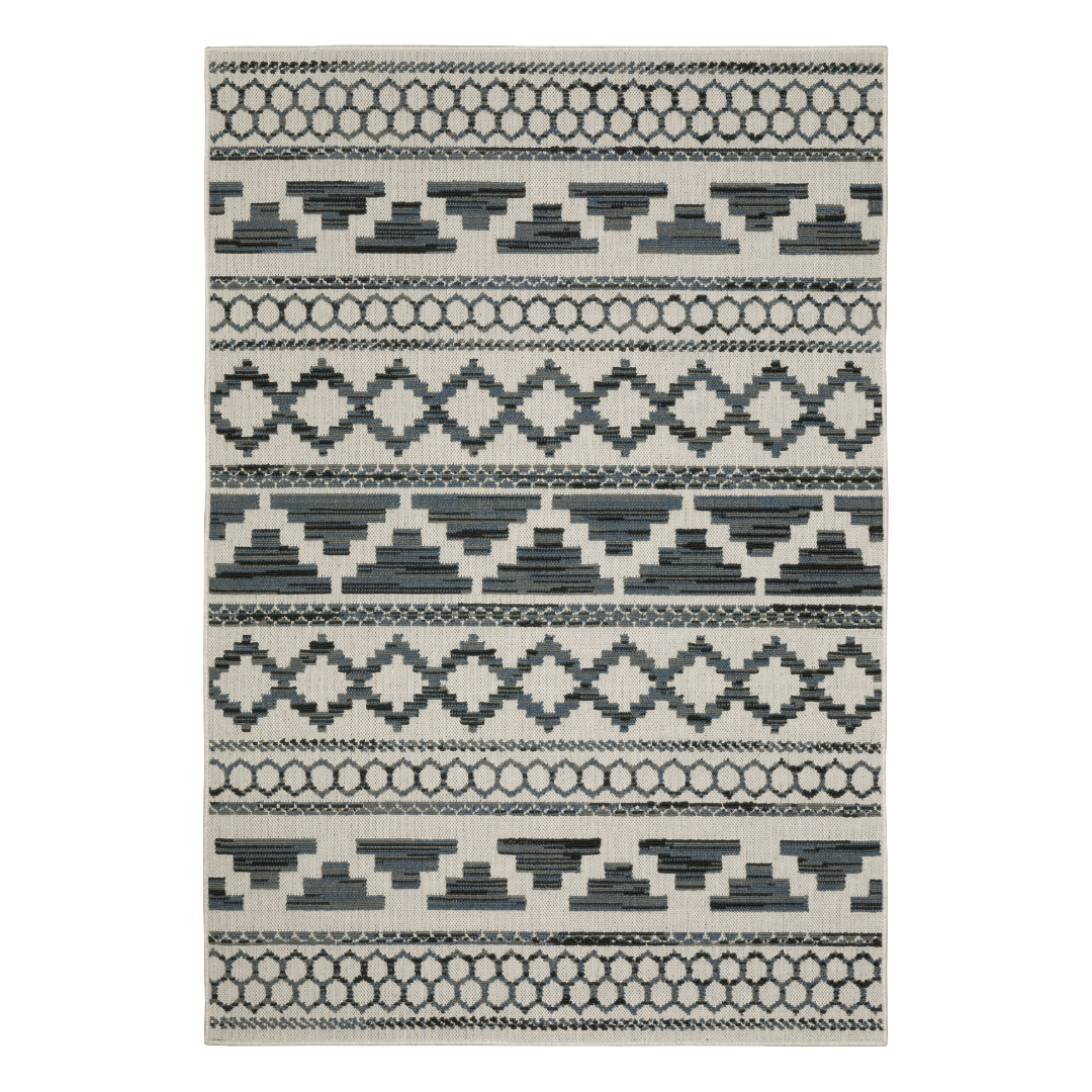 Torrey 005Y1 Light Grey/ Blue Indoor/Outdoor Area Rug - 7'10" x 10'