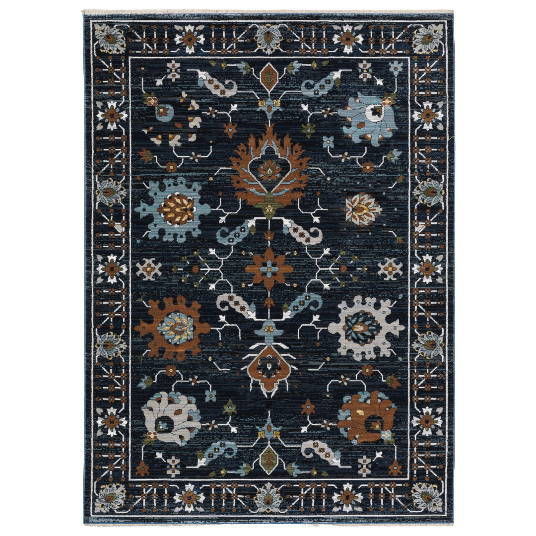 Keira KEI08 Navy/ Rust Indoor Area Rug - 7'10" x 10'10"