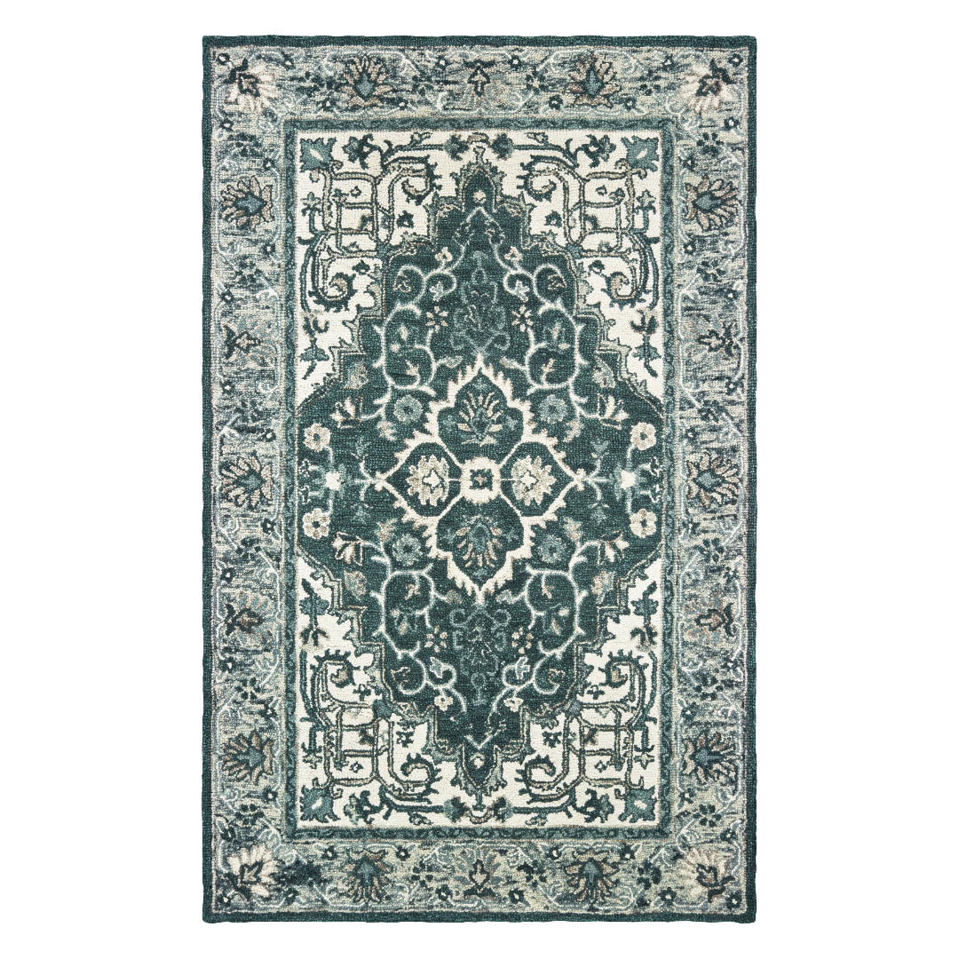 Zahra 75506 Grey/ Blue Indoor Area Rug - 5' x 8'