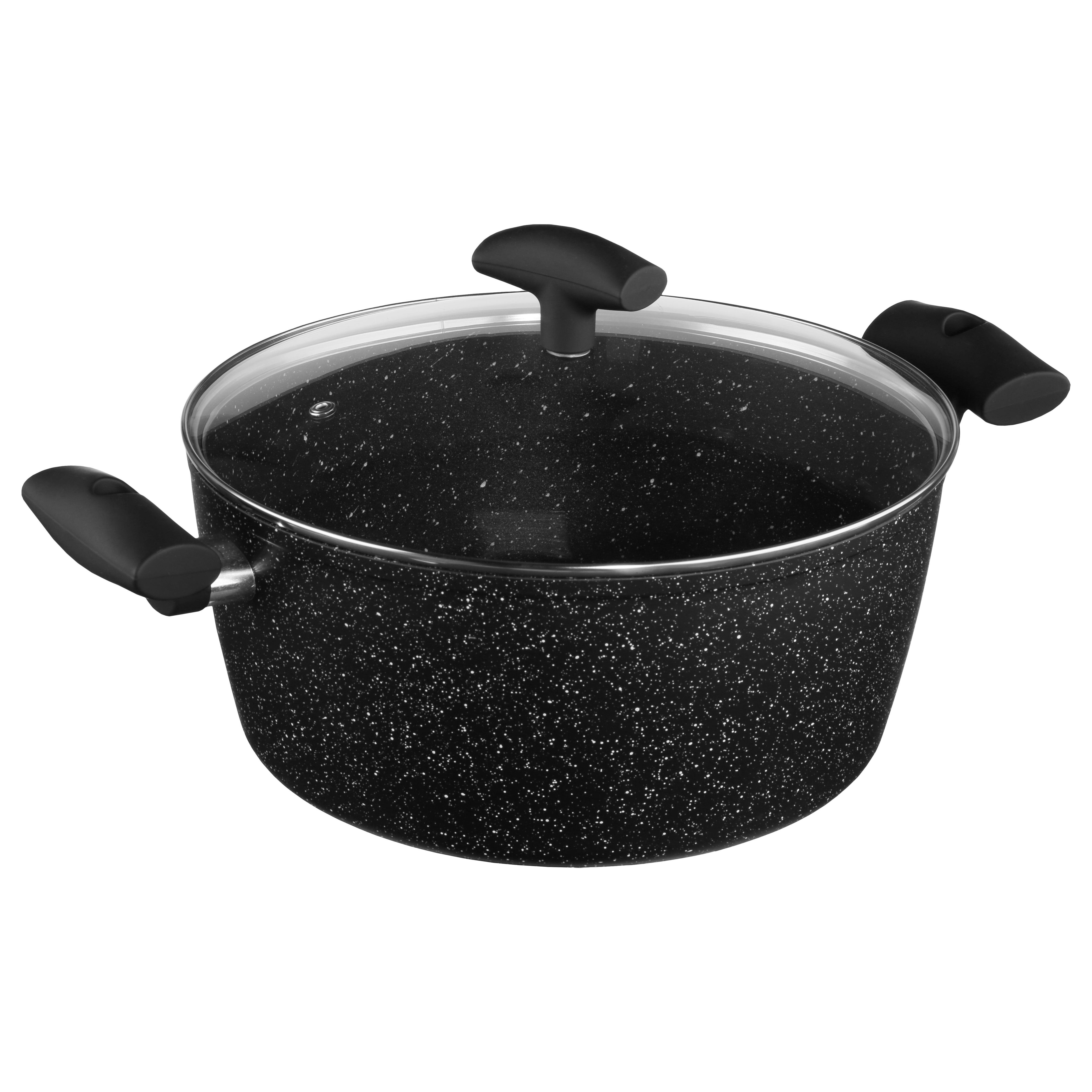 CASSEROLE 28CM W/GLS LID ALM BLK