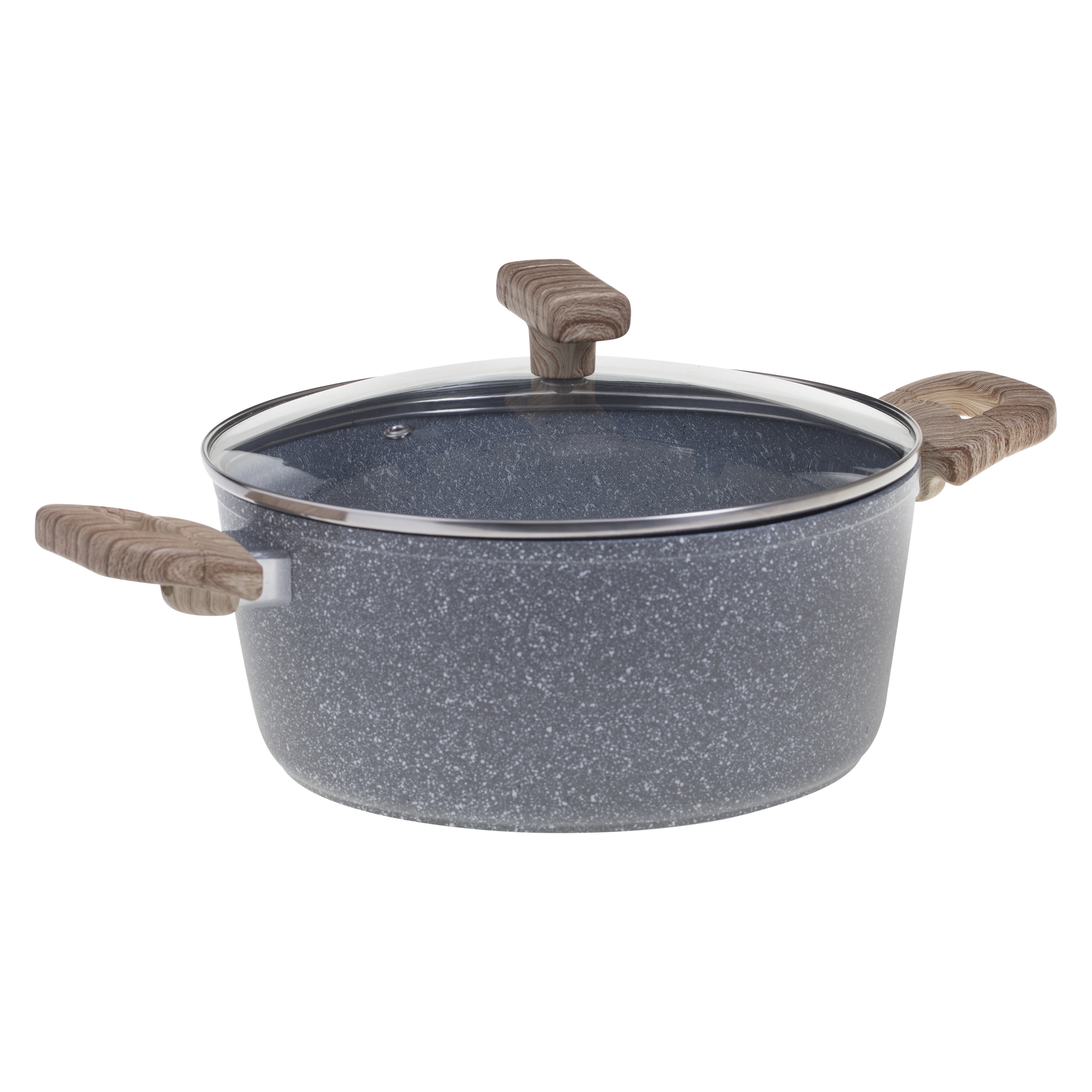 CASSEROLE 28CM W/GLS LID ALM GRY