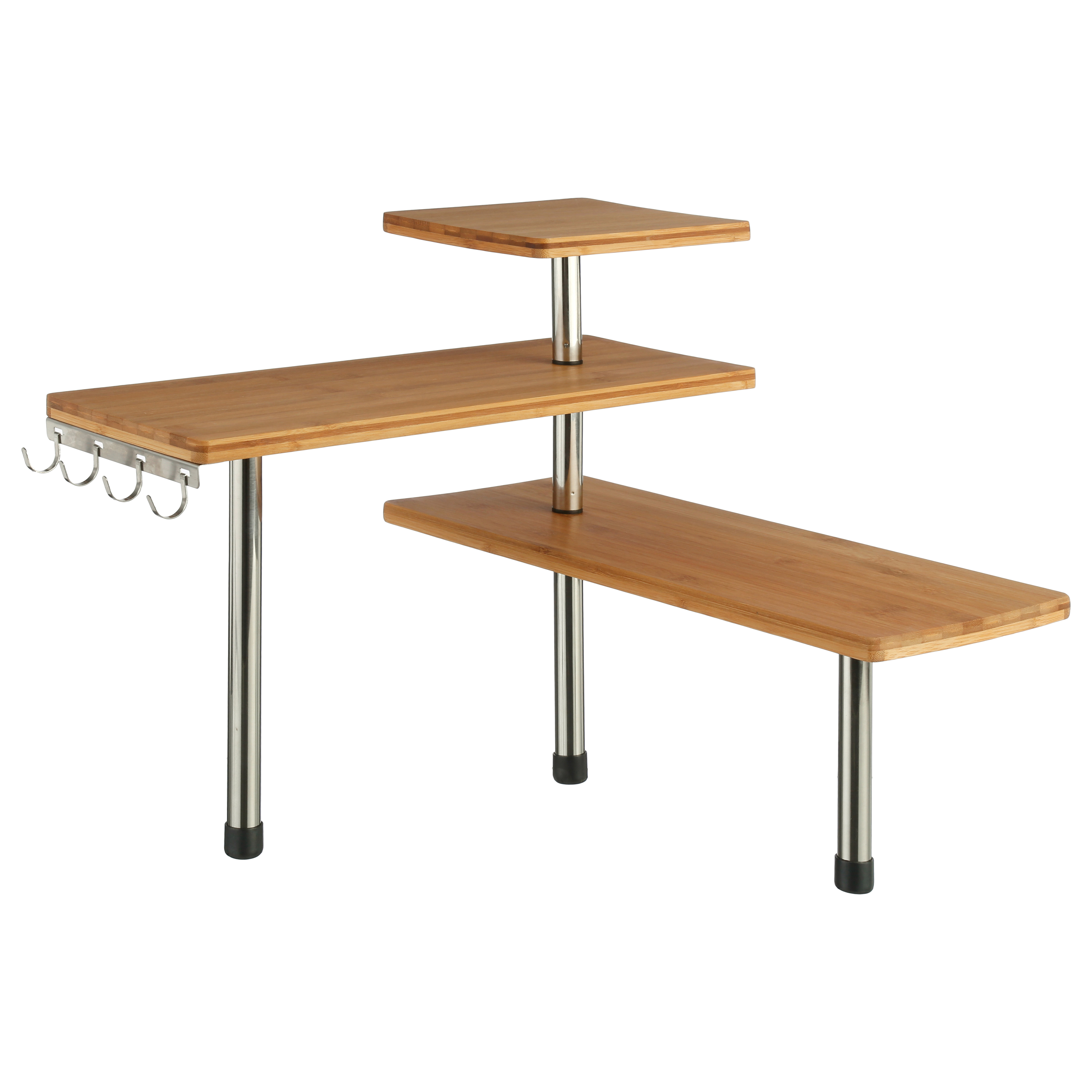 BAMBOO KITCHEN SHELF + 4 HOOKS