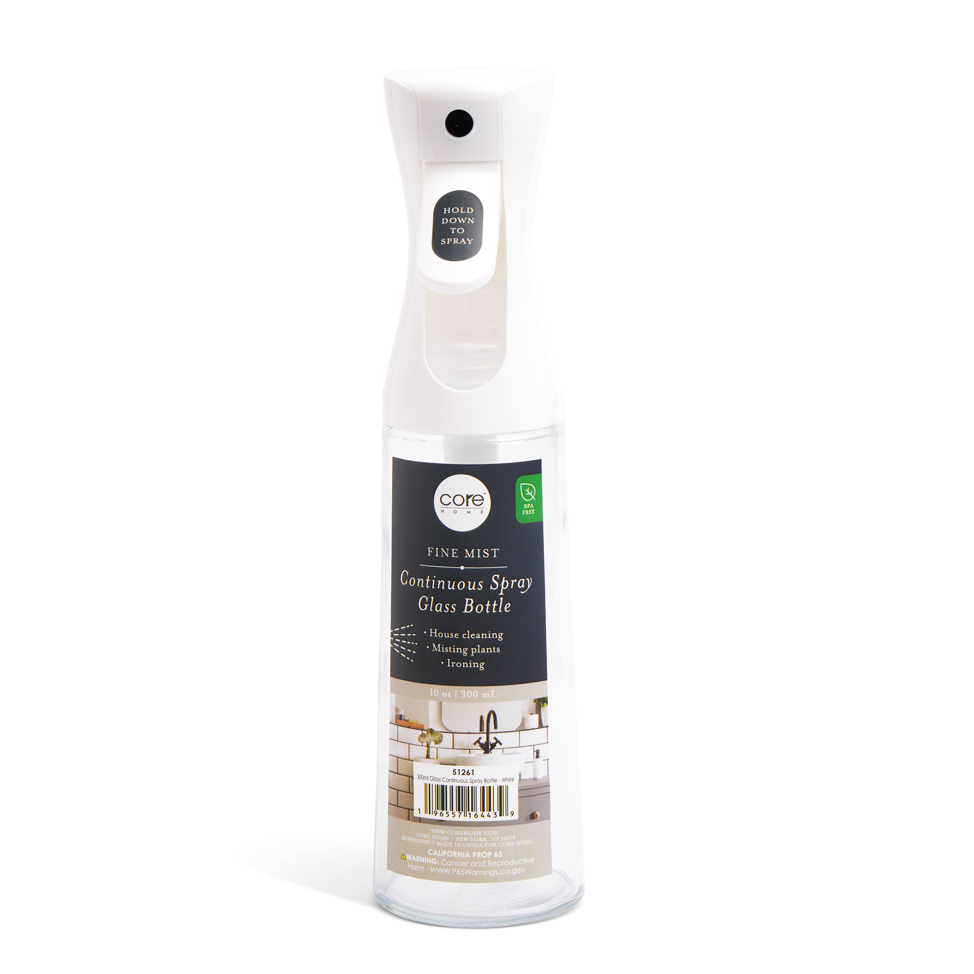 SPRAY BOTTLE 300ML GLASS WHITE