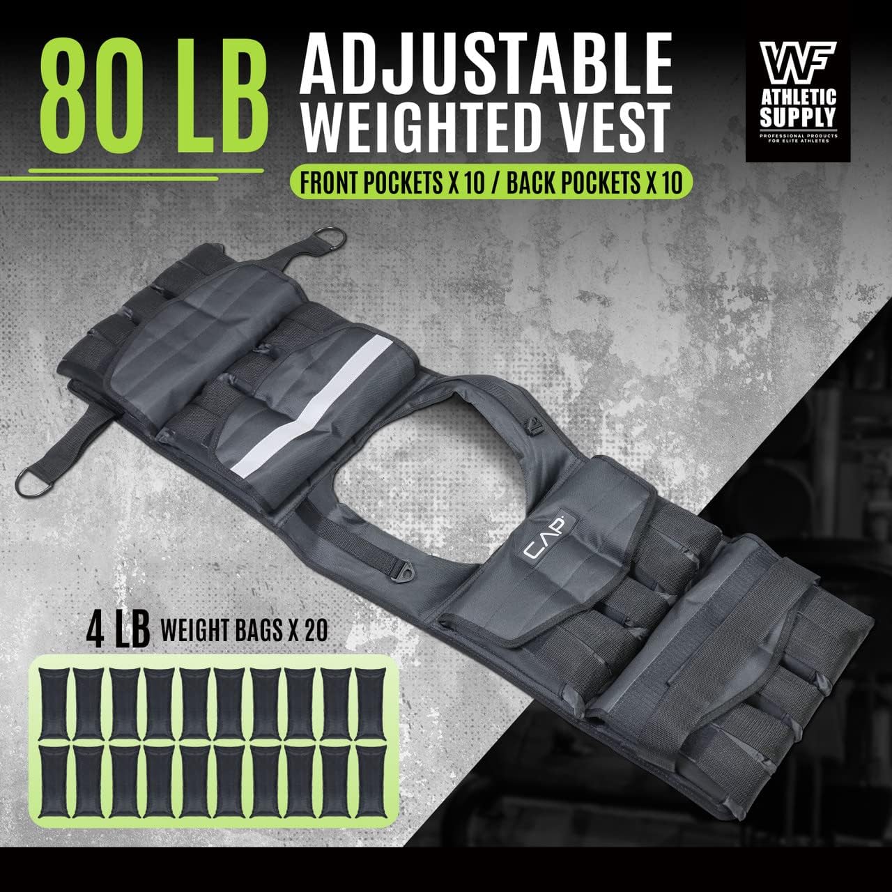 WEIGHTED VEST ADJ. 80LB ASST.