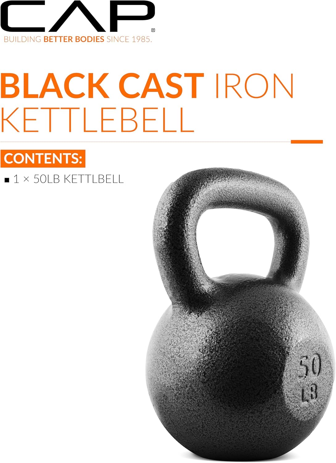 KETTLEBELL CAST IRON 50 LB BLK