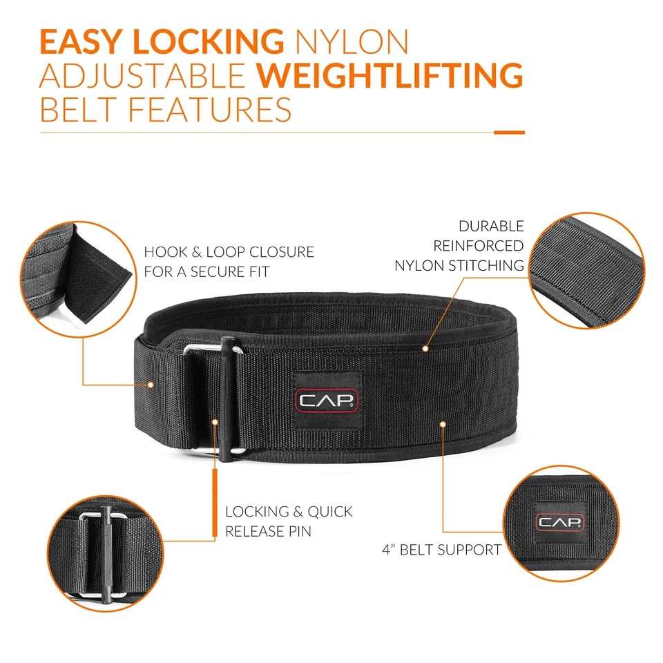 WEIGHTLIFTING BELT NYLON LRG BLK