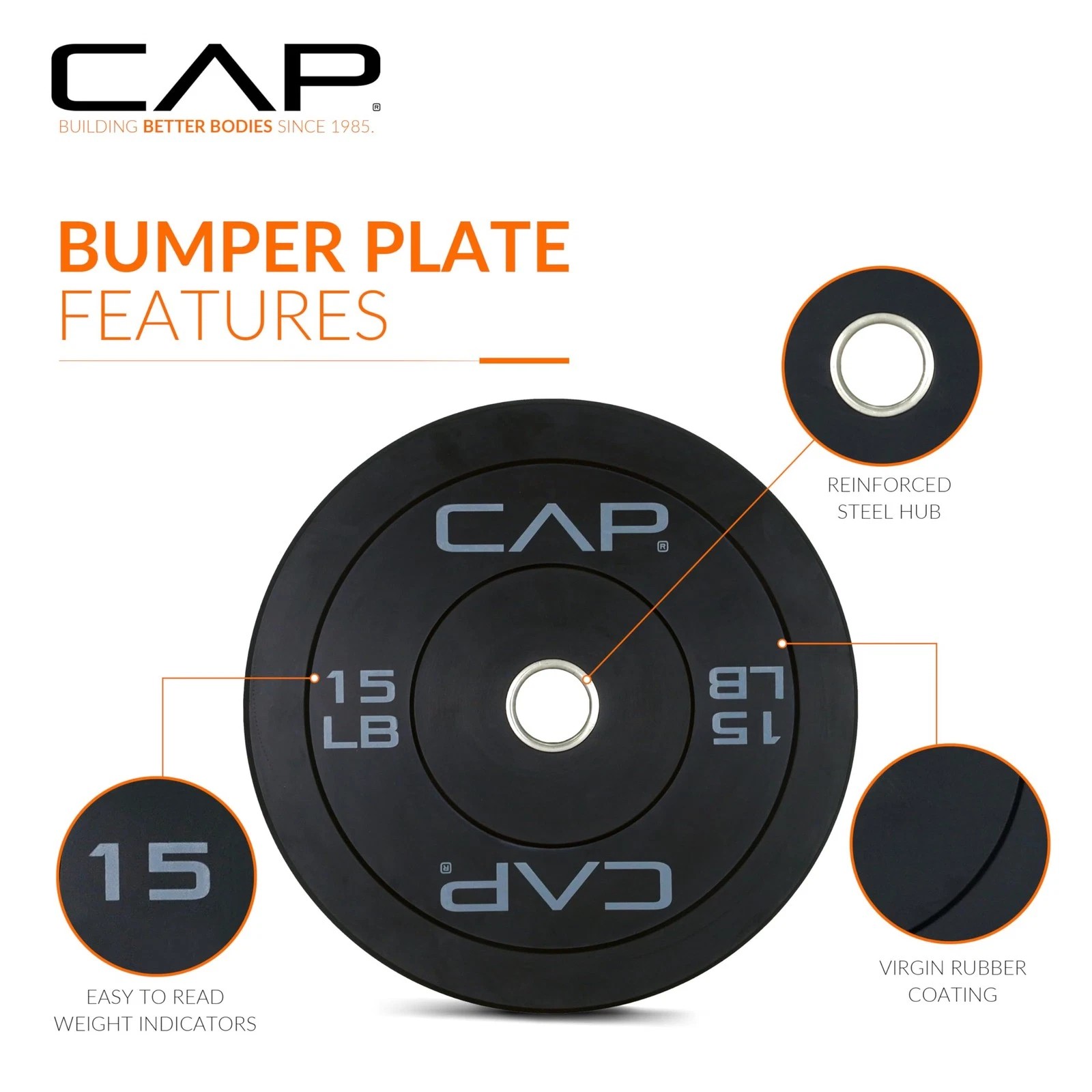 BUMPER PLATE 15LBS BLACK