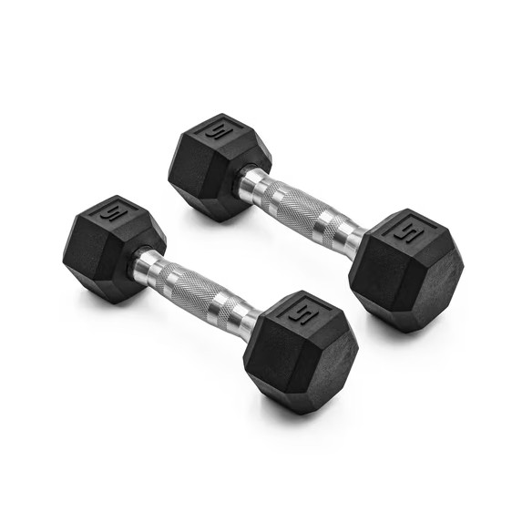 DUMBBELL W/CT HANDLE 5 LB COATED